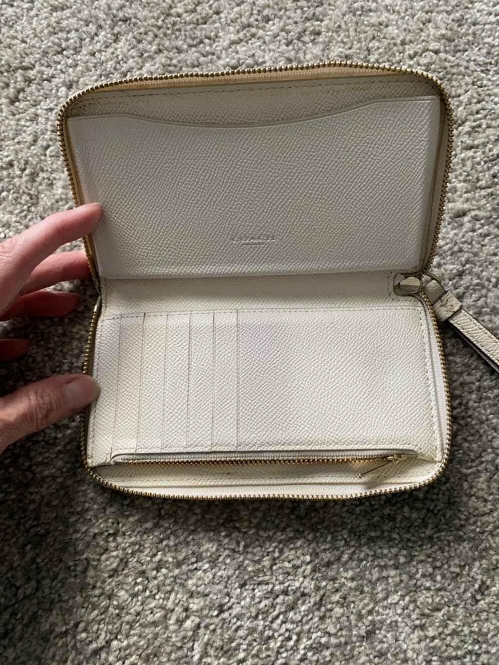 Coach Chalk Pebbled Leather Zip-Around Wristlet - Picture 2 of 4